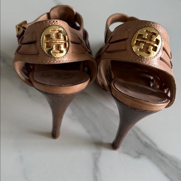 Tory Burch Woven Leather Slingback Sandals in Tan Brown - Picture 2 of 5